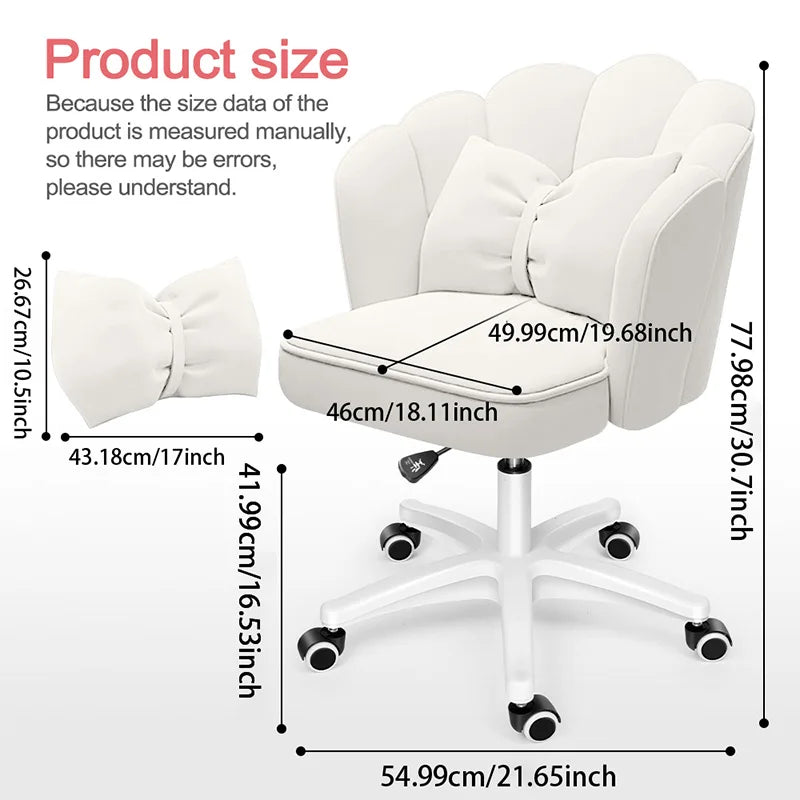 Cute Petal Desk Velvet Butterfly Chairs with Bow Cushion