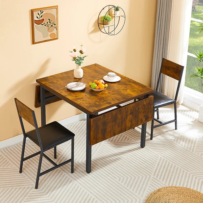 Vintage Folding Dining Table 63.2” – Space Saving Extendable Kitchen Table with 1.2” Thick Top for Small Dining Rooms & Apartments