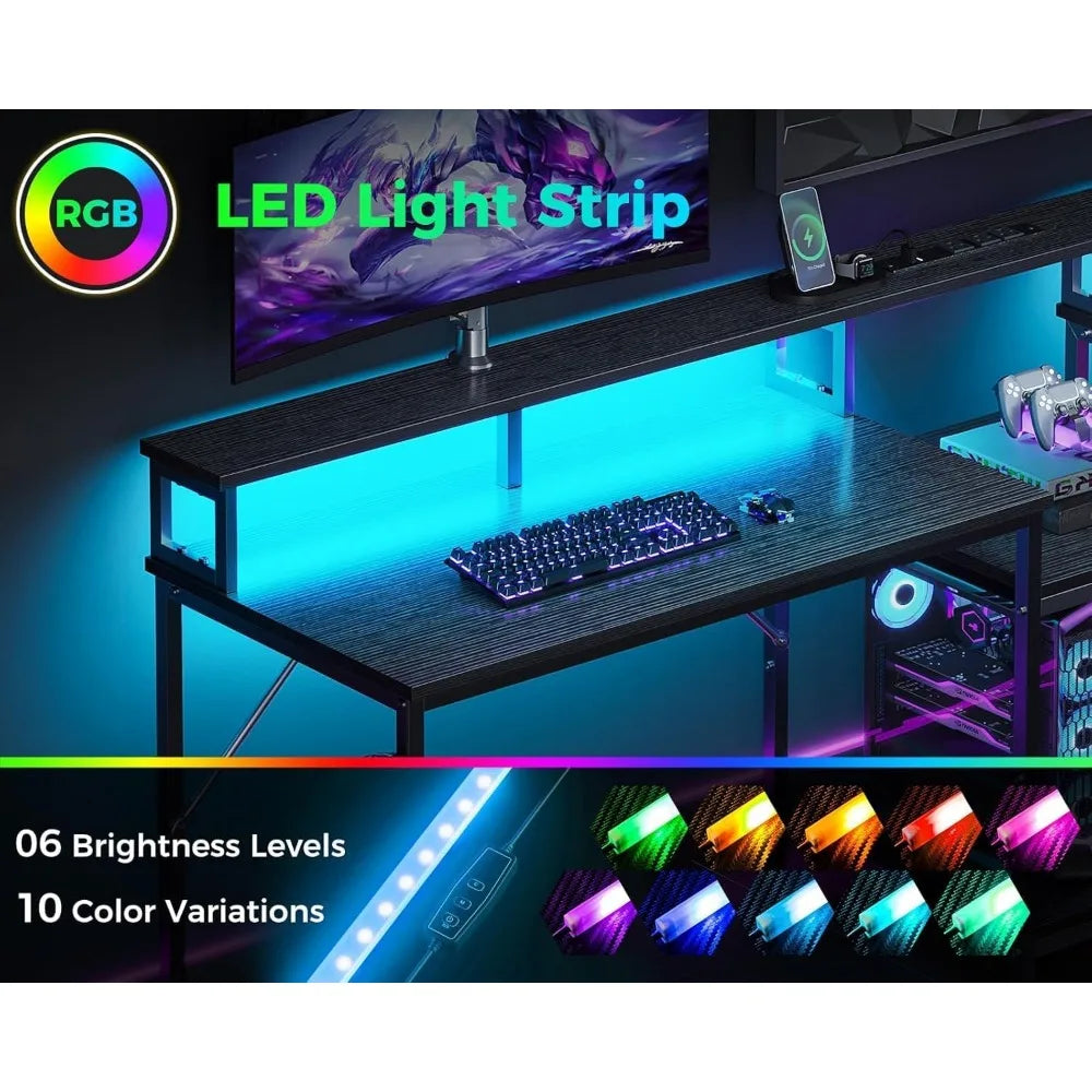 SpaceSmart Modern L-Shaped Computer Desk – Metal Frame Rectangular Corner Workstation for Home Office & Gaming