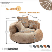 Giant Bean Bag Chair with Foam Filler, Oversized Bean Bag Couch for Adults Teens, Comfy Floor Sofa Chair with 3 Pillows, Lazy Be