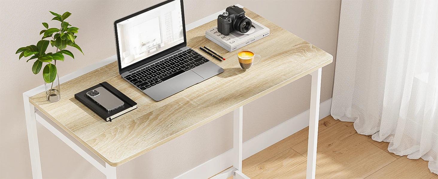 Small Foldable Computer Desk for Small Spaces, Space Saving Study Writing Office Desk Foldable Table for Home Office