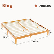 JHK Solid Pine Wood Bed Frame – Durable, Minimalist Wooden Platform Bed for Bedroom, Noise-Free, Eco-Friendly and Easy Assembly