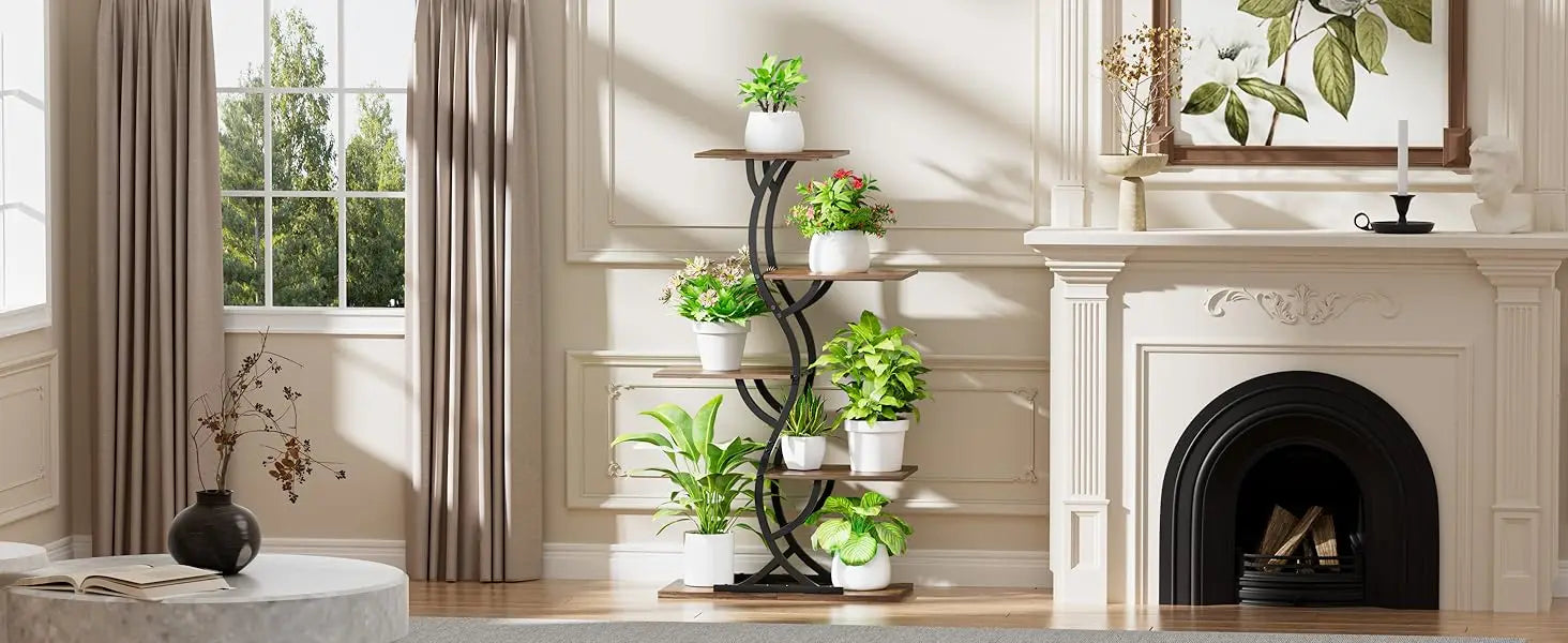Indoor 5-Tiered Metal Plant Shelf with Grow Lights Indoor Plants