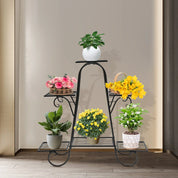 Modern Nordic Style Iron Square Plant Stand, 6-Tier Black Baking Lacquer Shelf, Holder for Plants Decor, Max Load 10kg per Tier