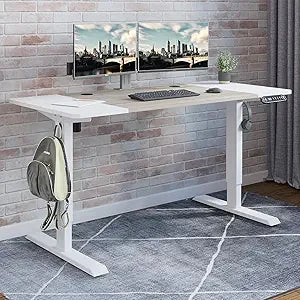 59-Inch Large Electric Height Adjustable Computer L-Shaped Desk with Memory Controller Corner Standing Desk Modern Workstation w