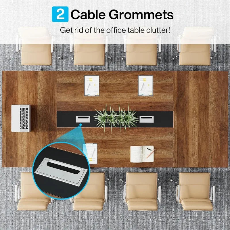 Tribesigns 8FT Conference Table, 94.49 L x 47.24 W x 29.53 H Inches Large Meeting Table/Podcast Table for 10 People