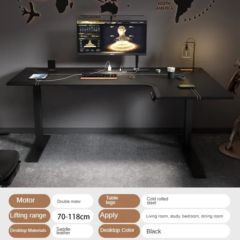 Luxury Corner Lift Computer Desks Home Office Furniture Designer L-shaped Wood Gaming Table Bedroom Student Dormitory Study Desk