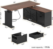 SmartHealth™ L-Shaped Standing Desk – 55" Height Adjustable Corner Desk with Storage Drawers