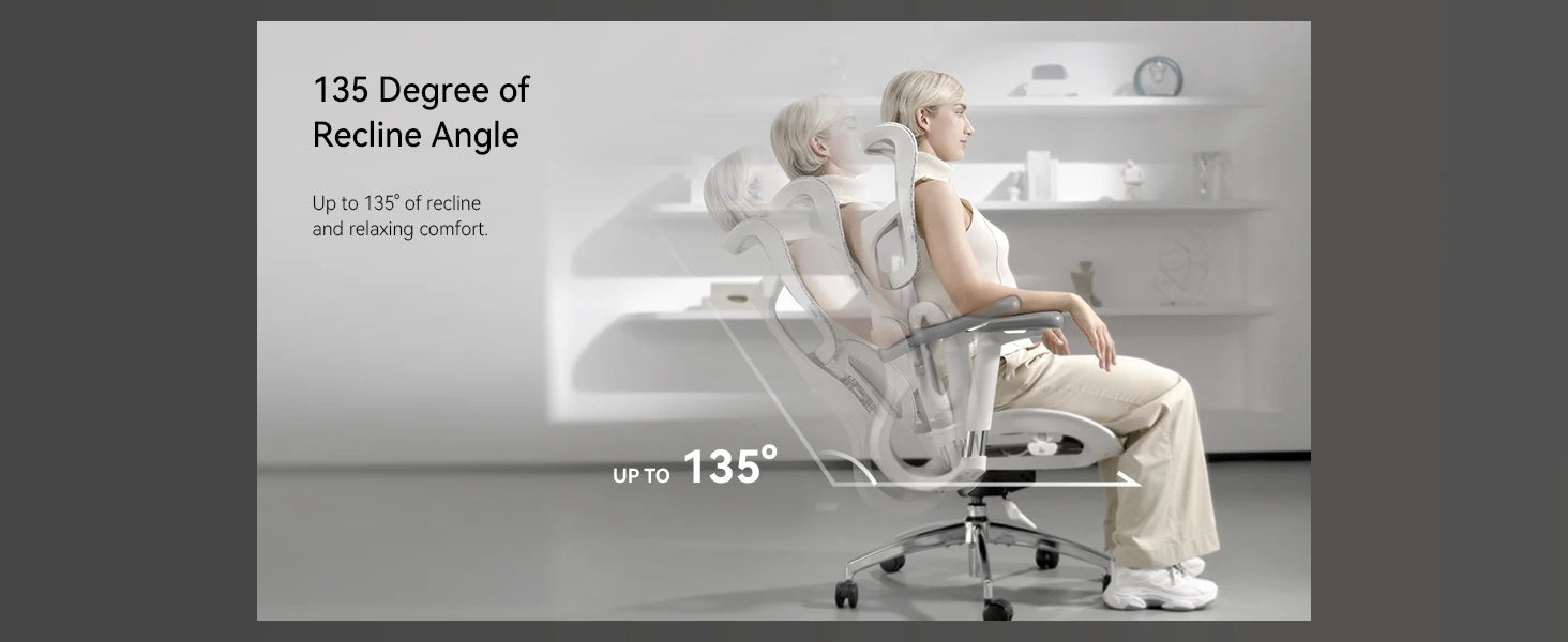 Office Chair with Dual Lumbar Support 5-Level Adjustable Backrest