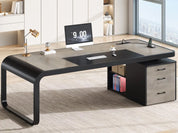 FurnishSpot® Modern Executive Desk with Storage Cabinet, File Drawer & Built-In Charging Station