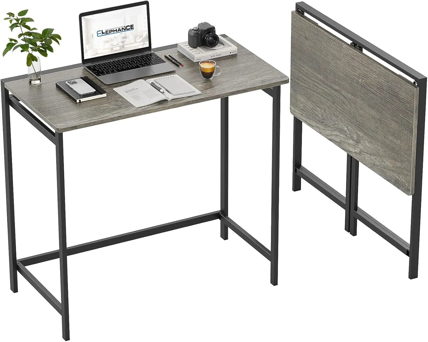 Small Foldable Computer Desk for Small Spaces, Space Saving Study Writing Office Desk Foldable Table for Home Office
