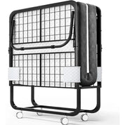 Folding Bed with Mattress - 75x31 Cot Size Frame - Portable Rollaway Guest Bed with 5-inch Memory Foam Mattress - Space-Saving