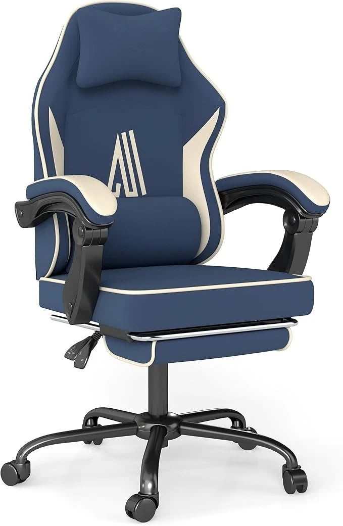 Gaming Chair with Footrest and Lumbar Support