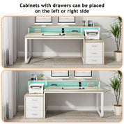 67" Computer Desk with 3 Drawers, Home Office Desk with Long Monitor Stand and Printer Space, Office Desk with Storage