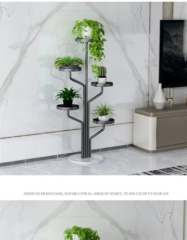 Eisen Indoor Balkon Blumenregale Wohnmöbel Bodentyp Blumentopf Ständer Wohnzimmer Mehrschichtiges Pflanzenregal S