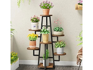 7 Tier Display Stand, Wooden Corner Plant Pots Holder  ,Tall Shelf Planter Organizer for Living Room Balcony Garden