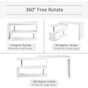 L Shaped Rotating Corner Computer Desk