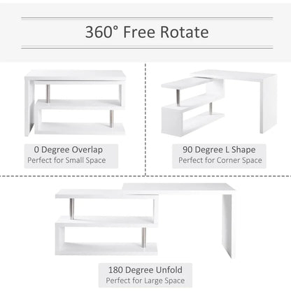 L Shaped Rotating Corner Computer Desk