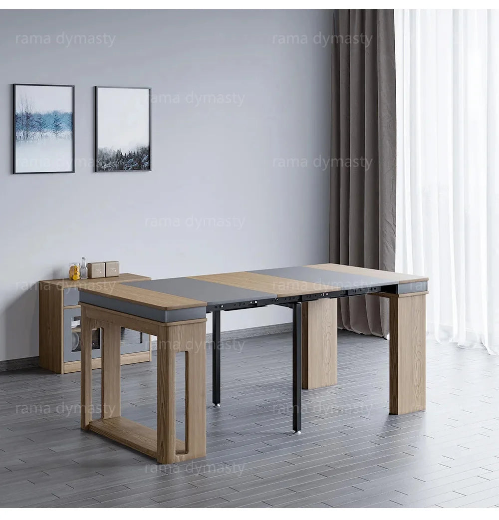 Modern Extendable Dining Table Rectangle Sideboard With Storage