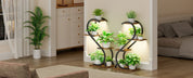 Indoor 4 Tiered Metal Plant Stand with Grow Light