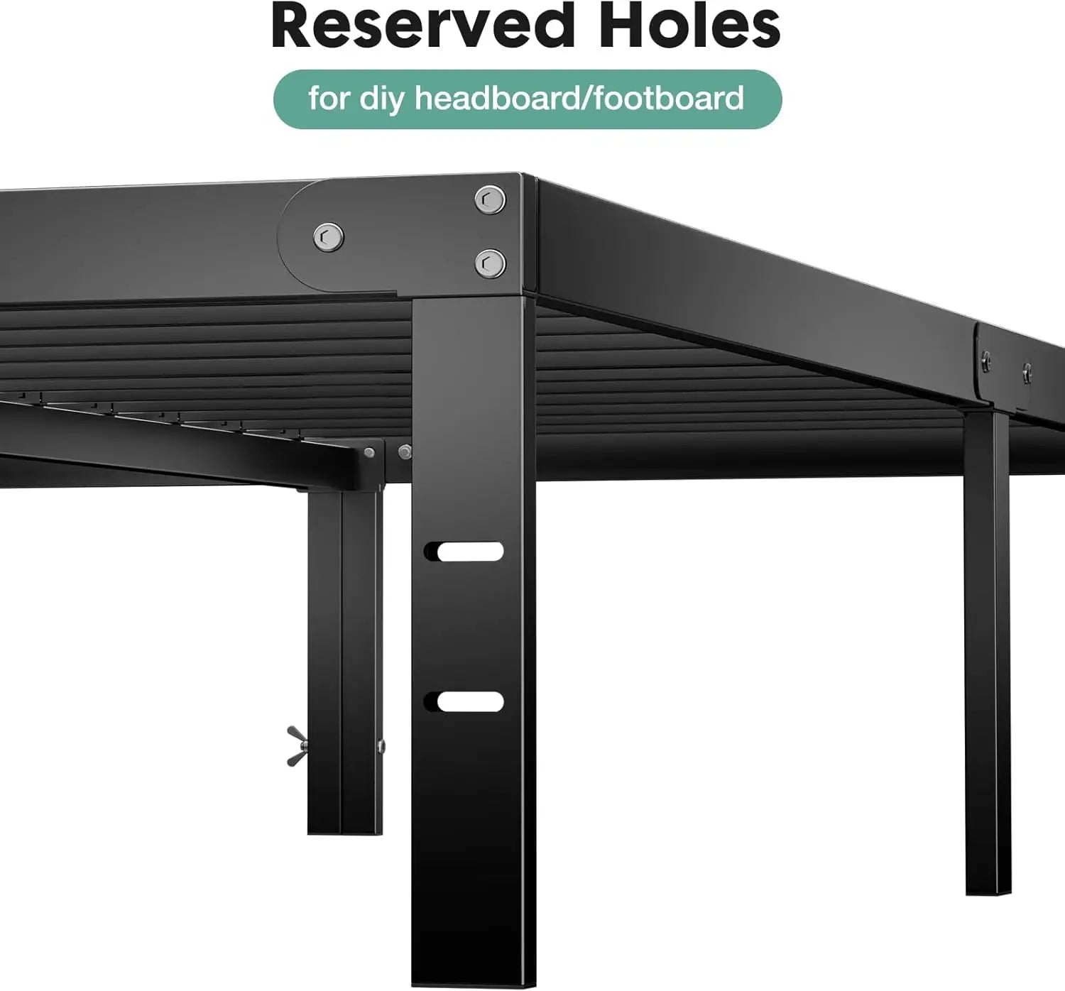 14 Inch High Full-size bed frame - Large heavy-duty metal platform beds frames w/storage space at the bottom, Full bed frame