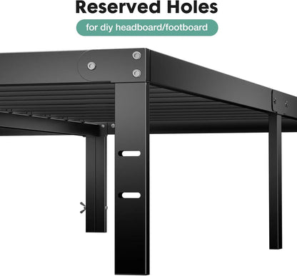 14 Inch High Full-size bed frame - Large heavy-duty metal platform beds frames w/storage space at the bottom, Full bed frame