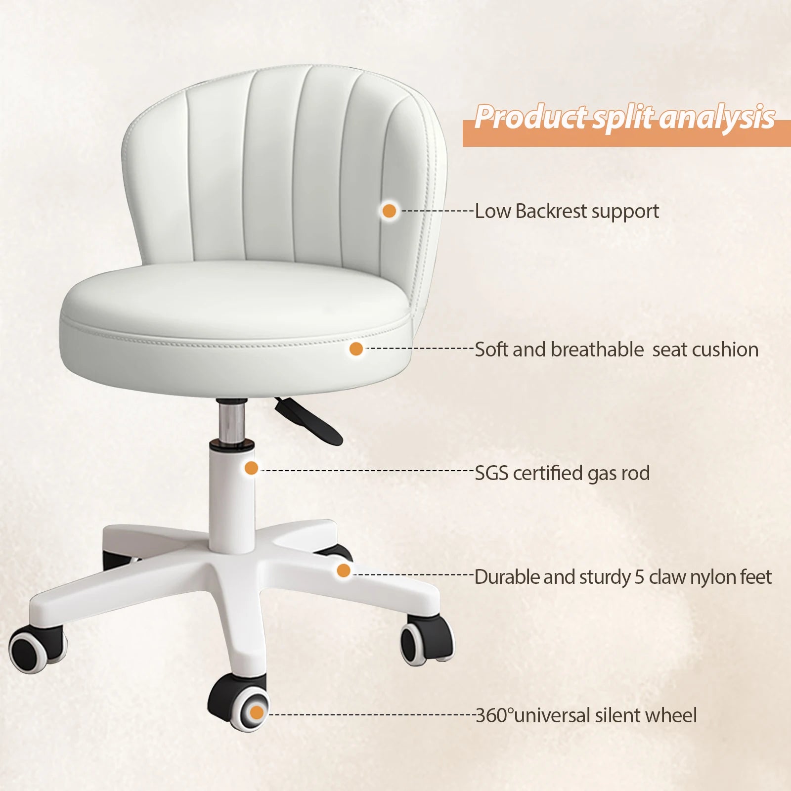 Small Round Rolling Armless Comfy Office Chair