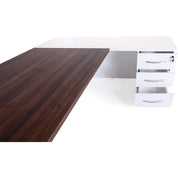 L-Shaped Executive Office Desk with File Cabinet
