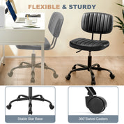 Armless Office Desk Chair with Back Lumbar Support