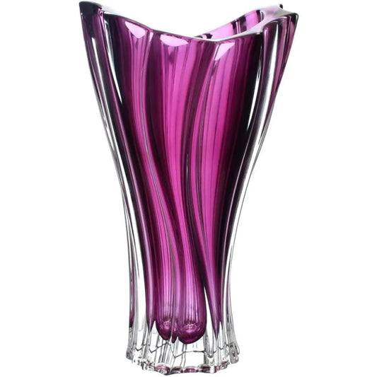 Crystal vase 12 inches, Bohemian crystal home decor, center decoration purple bud vase, Czech crystal glass