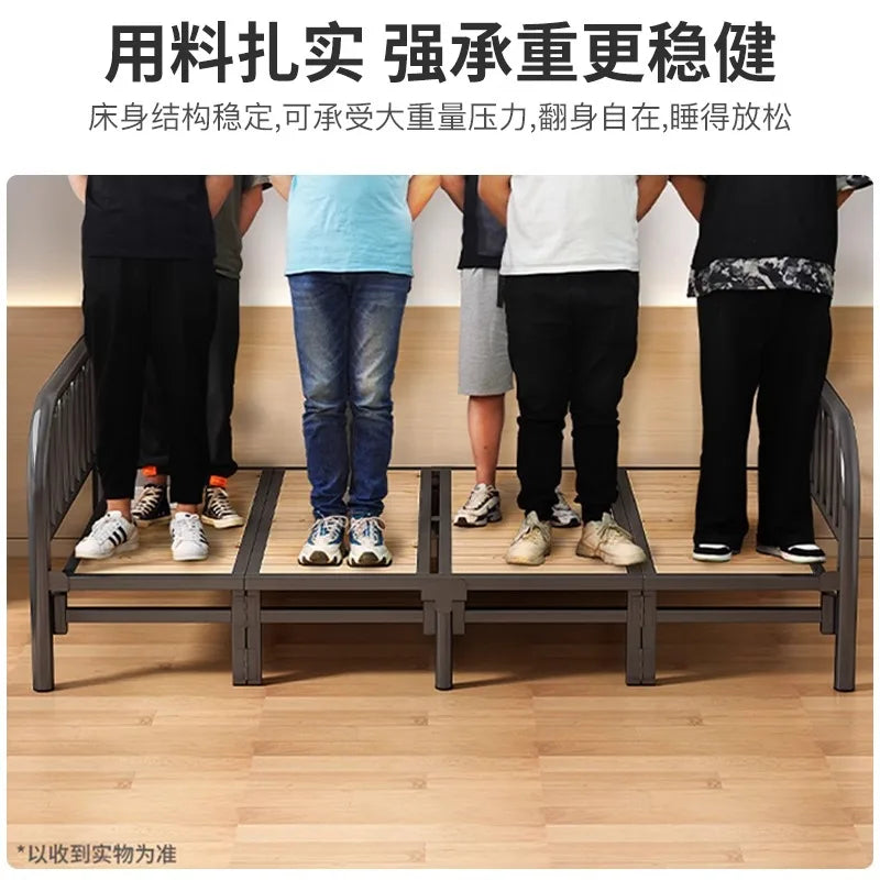 Solid wood folding bed Household simple single bed Extra bed 1 meter 2 Adult rental room Reinforced hard board double iron