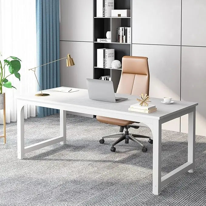 70.8”Executive Desk, Large Office Computer Desk with Thicken Frame, Modern Simple Workstation Business Furniture for Home Offic