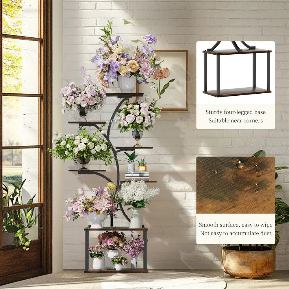 Heavy Duty Display Rack Plant Stand Corner Flower Holder for Living Room, Patio