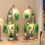 Half Moon Indoor Plant Stand with Grow Lights