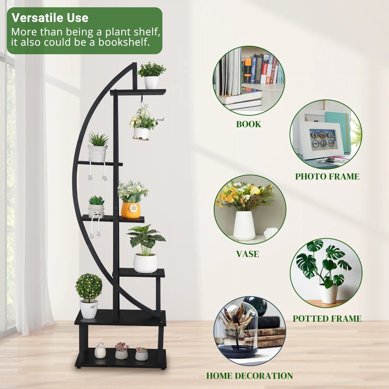 6th Floor Half Moon Ironwood Suitable For Garden Balcony Patio Lawn Home Decoration Plant Stand Flower Pot Stand Iron Flower