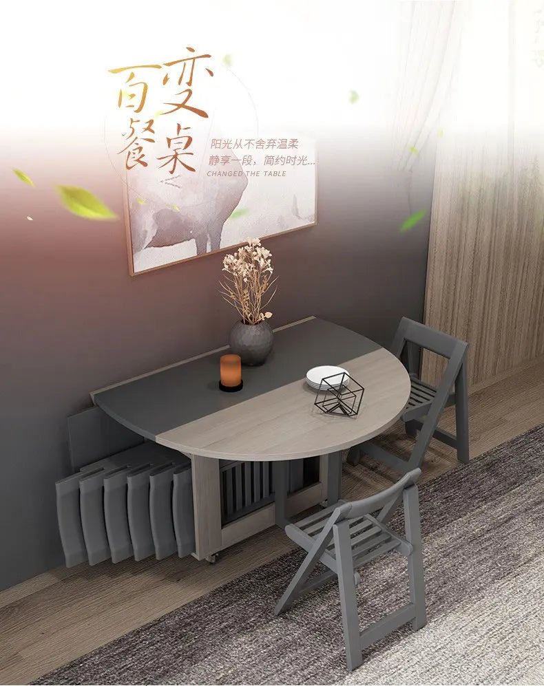 Fashion folding dining table furniture yemek masasi multifunctional round  dining table with 4 chairs