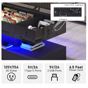 High Glossy LED Coffee Tables for Living Room, Center Table with Open Display Shelf & Large Storage Space, White Coffee Table