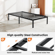 JHK Heavy-Duty Metal Bed Frame – Sturdy Steel Platform Bed with Center Support, 14-Inch Under-Bed Storage, Modern Design, Easy Assembly, Fits Standard Mattress