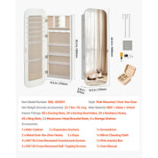 42.5-Inch Lockable Mirror Jewelry Cabinet with Rounded Design & Travel Organizer – White
