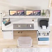 Computer Desk with 3 Drawer & Storage Shelves
