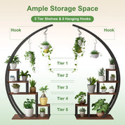 Set of 2 Metal Plant Shelves with Plant Hangers – Suitable for Indoor & Outdoor Use