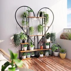 6 Tier Metal Plant Stand, Indoor Plants Multiple, Brown Plant Shelf Rack for Home Patio Lawn Garden (2 Pack)