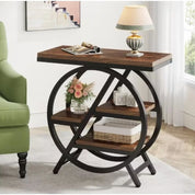 Rectangle MDF End Table with Storage, 3-Tier Narrow Side Table for Living Room, Nightstand Bedroom