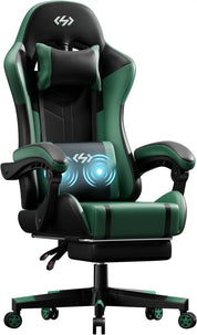 Ergonomic PU Leather Gaming Chair with 360° Swivel & Lumbar Massage