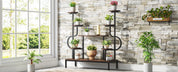 8-Tier Metal Plant Shelf for Multiple Plants, Round & Square Boards
