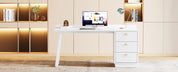 Tribesigns White Computer Desk with Drawers: 55 Inches Modern Home Office Desk with Storage, Small Wood Study Writing Work Table