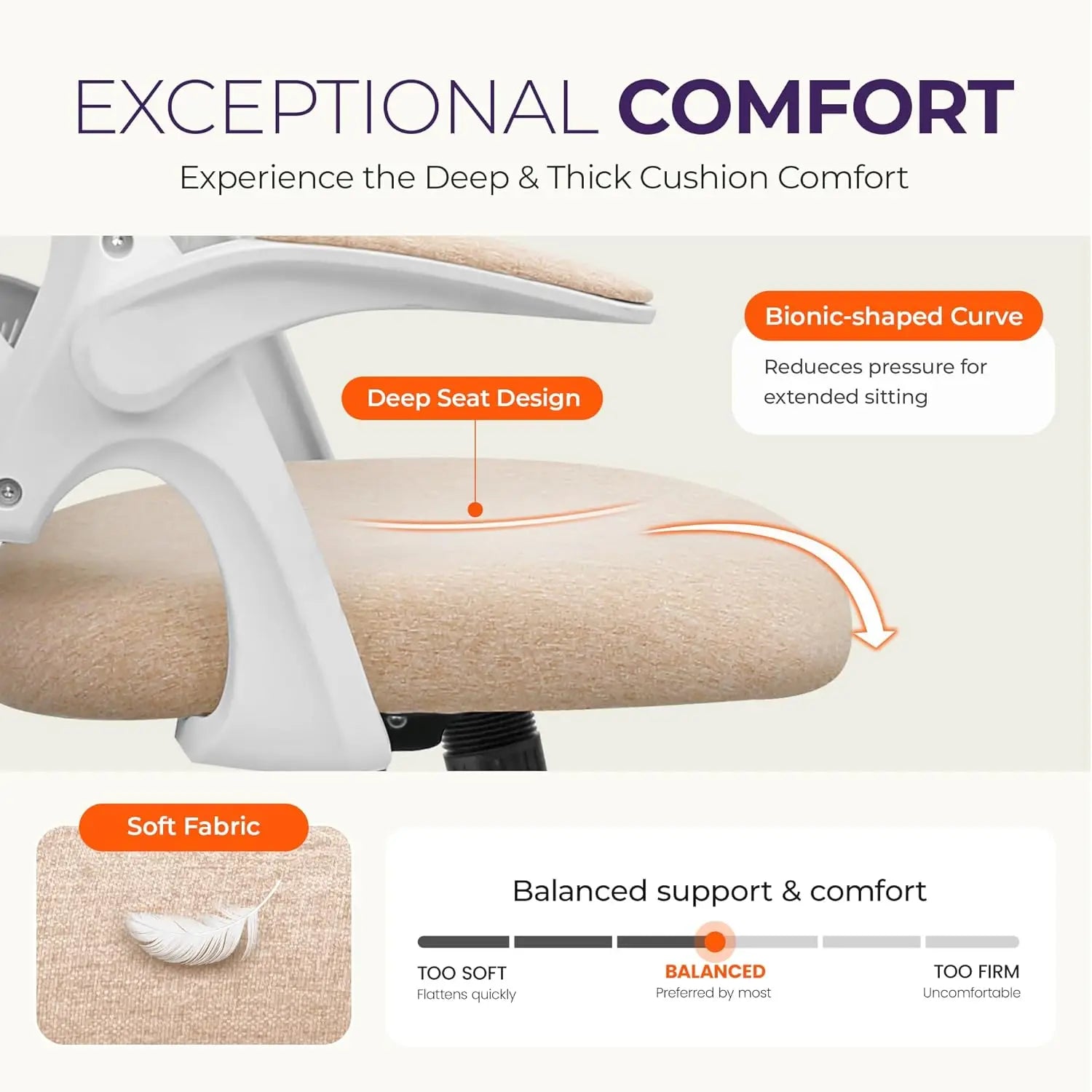 Lumbar Back Support Flip-up Padded Armrest Office Chair