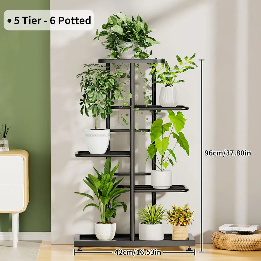 Plant Shelves Iron Potted Flower Plant Stand Rack Multiple Flower Pot Holder Shelf Indoor Outdoor Planter Display Organizer