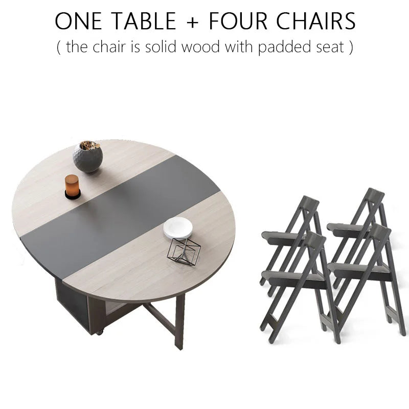 Fashion folding dining table furniture yemek masasi multifunctional round  dining table with 4 chairs