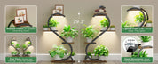 Indoor 4 Tiered Metal Plant Stand with Grow Light